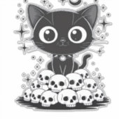 Sticker Copie de Crânes de Chat Créatif Gothique Minou Noi (Devant)