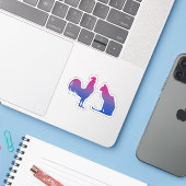 Sticker Coq bisexuel et chaton (Ordinateur portable avec iPhone)
