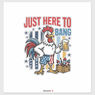 Sticker Coq Patriotique Feu d'Artifice Vintage Design de T