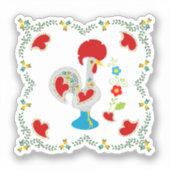 Sticker Coq traditionnel de Barcelos en blanc (Recto)