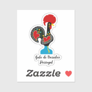 Sticker Coq traditionnel de Barcelos en noir