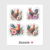 Sticker Coqs tropicaux (Feuille)