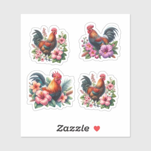 Sticker Coqs tropicaux (Feuille)