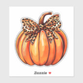 Sticker Coquette Bow Leopard Citrouille Thanksgiving Russe (Feuille)