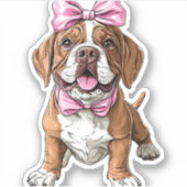 Sticker Coquette Bow Mastiff Chien Maman Fille Rose (Devant)