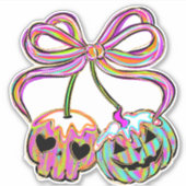 Sticker Coquette Citrouille cerises Halloween (Devant)