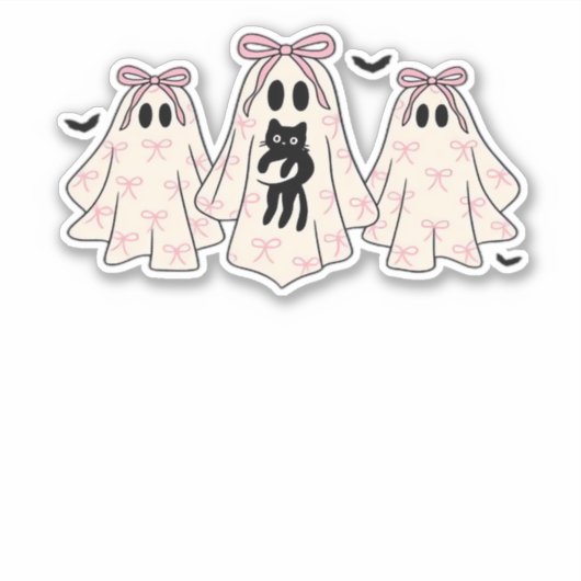 Sticker Coquette fantômes avec un chat noir T-shirt classi (Devant)