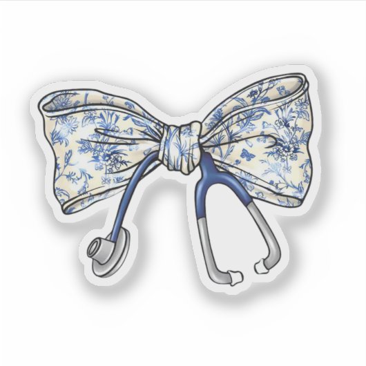 Sticker Coquette Infirmière Stethoscope Bow (Devant)