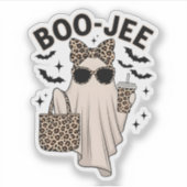 Sticker Coquette Leopard Ghost Café Boo-JEE Halloween Bo (Devant)