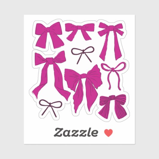Sticker Coquette Magenta Bows Romantique (Feuille)