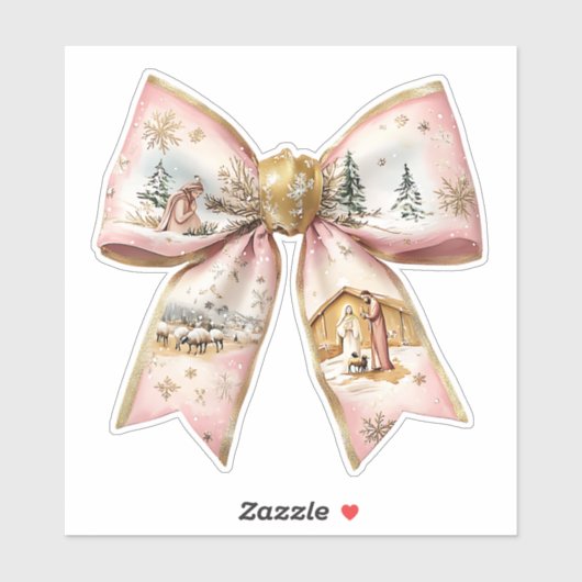 Sticker Coquette Noël Nativité Bow (Feuille)