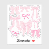 Sticker Coquette Pink Bows romantique (Feuille)