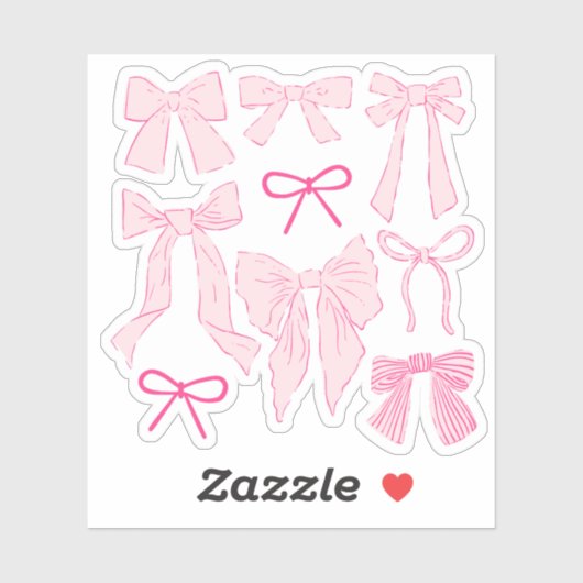 Sticker Coquette Pink Bows romantique (Feuille)