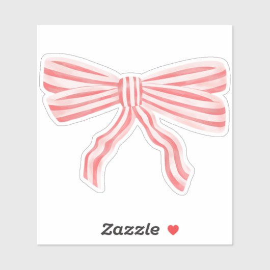 Sticker Coquette Pink Strited Bow (Feuille)