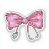 Sticker Coquette rose Infirmière Stethoscope Bow (Devant)