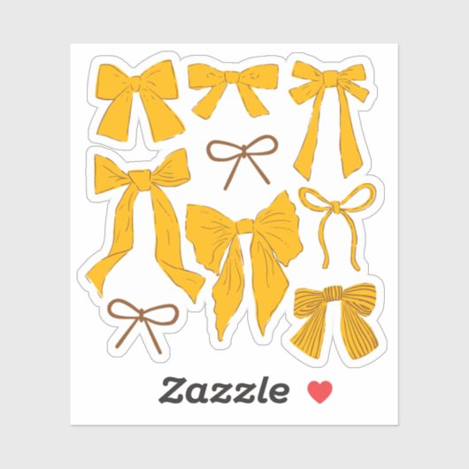 Sticker Coquette Yellow Bows Romantique (Feuille)