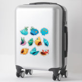 Sticker Coquillages colorés et créatures océaniques (Sur valise)