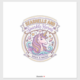 Sticker Coquilles de licorne et cornes scintillantes POD P