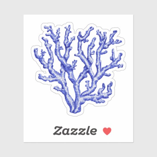 Sticker Corail bleu et blanc (Feuille)