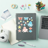 Sticker Corail mignon Jaune Bleu Océan Animaux (Couverture iPad)