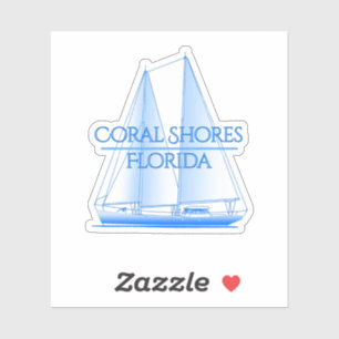 Sticker Coral Shorts Côtier Voilier Nautique