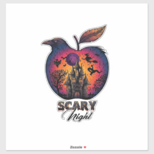 Sticker Corbeau de nuit effrayant Pomme Château hanté Spoo