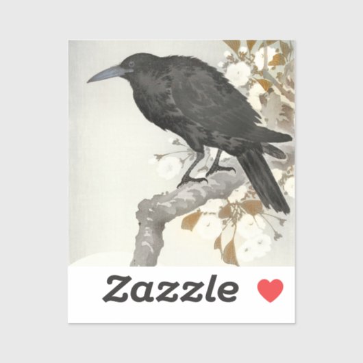 Sticker Corbeau Raven Koson Oiseau japonais (Feuille)