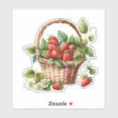 Sticker Corbeille pleine de fraises (Feuille)
