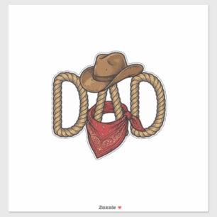 Sticker Corde de papa cowboy Chapeau Bandana Gravure vinta