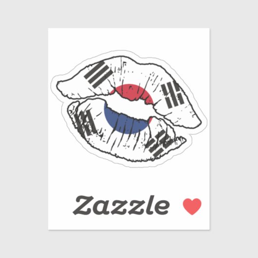 Sticker Corée du Sud Drapeau d'amour du bâton de lèvres su (Feuille)