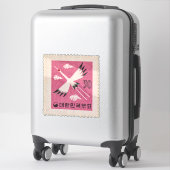 Sticker Corée du Sud Rouge - Timbre-poste Grue couronnée 1 (Sur valise)