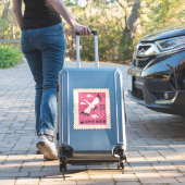 Sticker Corée du Sud Rouge - Timbre-poste Grue couronnée 1 (Valise Insitu)