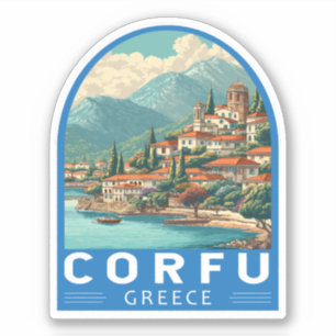 Sticker Corfou Grèce Voyage Art Emblème