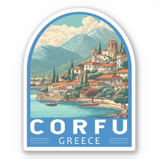Sticker Corfou Grèce Voyage Art Emblème (Devant)