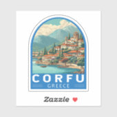 Sticker Corfou Grèce Voyage Art Emblème (Feuille)
