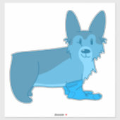 Sticker Corgi Bleu Cute En Chaussettes (Feuille)