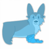 Sticker Corgi Bleu Cute En Chaussettes (Devant)