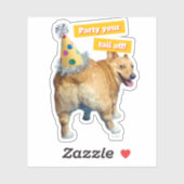 Sticker Corgi Butt Birthday Hat (Feuille)