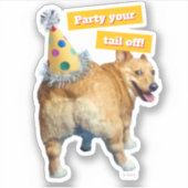 Sticker Corgi Butt Birthday Hat (Devant)