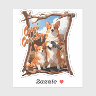 Sticker Corgi Country – Funny Corgi Tee, Rustic Americana