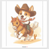 Sticker Corgi Cowboy � Chien de Rodéo Occidental (Feuille)