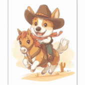 Sticker Corgi Cowboy � Chien de Rodéo Occidental (Devant)