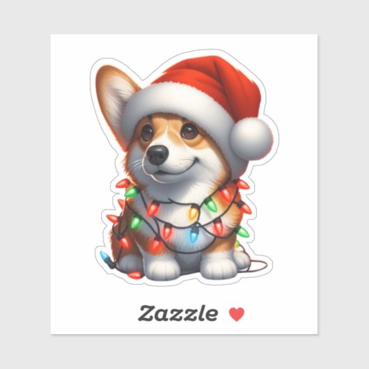 Sticker Corgi de Noël mignon (Feuille)