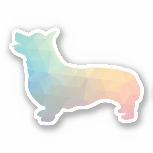 Sticker Corgi Dog Geometric Pattern Silhouette Pastel (Devant)