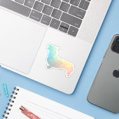 Sticker Corgi Dog Geometric Pattern Silhouette Pastel (Ordinateur portable avec iPhone)