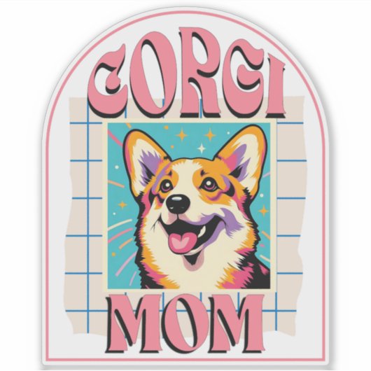 Sticker Corgi Dog Mom Pop Art (Devant)