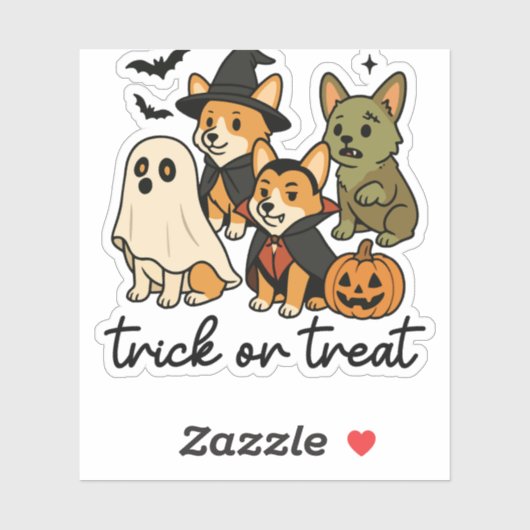 Sticker corgi halloween costuen (Feuille)