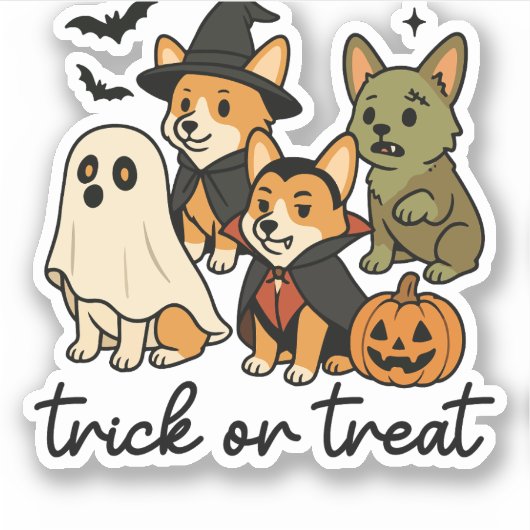 Sticker corgi halloween costuen (Devant)