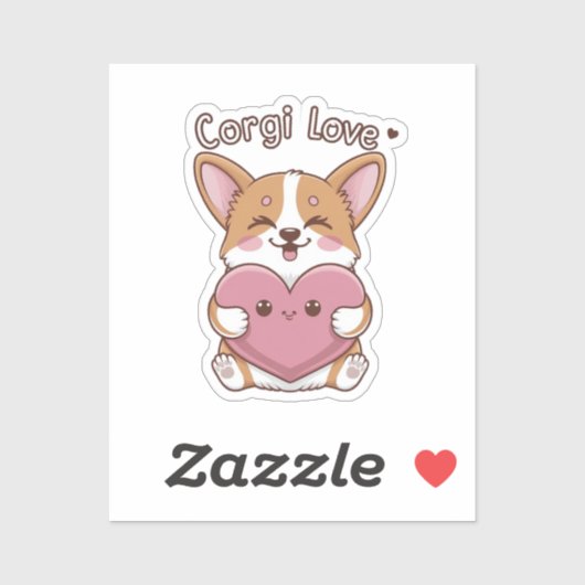 Sticker Corgi Love (Feuille)