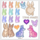 Sticker Corgi Love (Feuille)